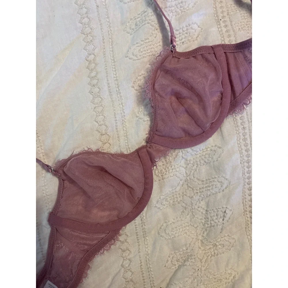 NEW Auden Dark Mauve Lace Unlined Demi‎ Underwire Bra, Size 32B